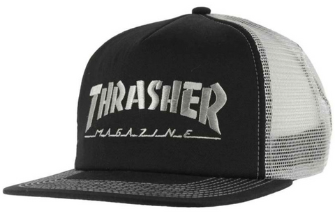 THRASHER FLAME Logo Mesh Cap snapback black grey